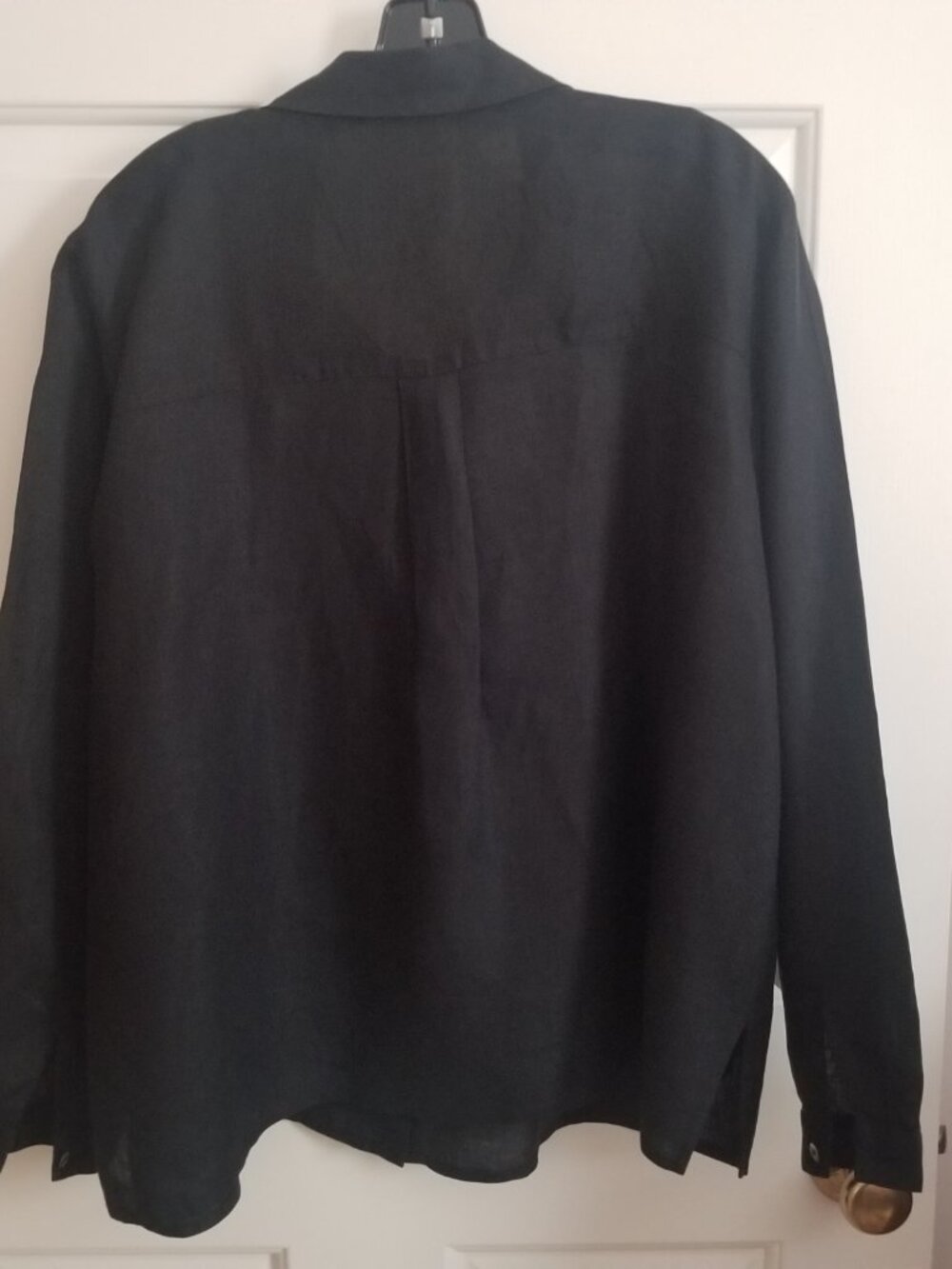 EILEEN FISHER BLACK LINEN SHIRT / Layering piece L - Picture 4 of 6